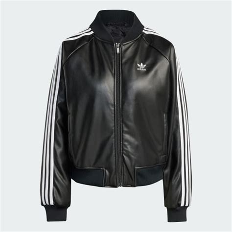 adidas kunstlederjacke herren|SST Pleather Loose Padded Jacke .